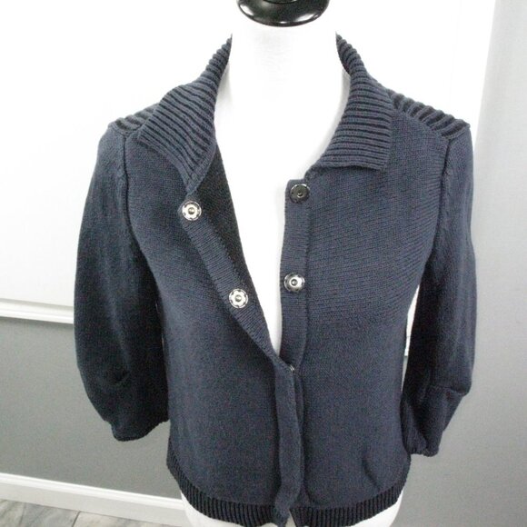 Cabi Navy Blue Snap Front 3/4 Sleeve Cardigan Size XS - Picture 5 of 5
